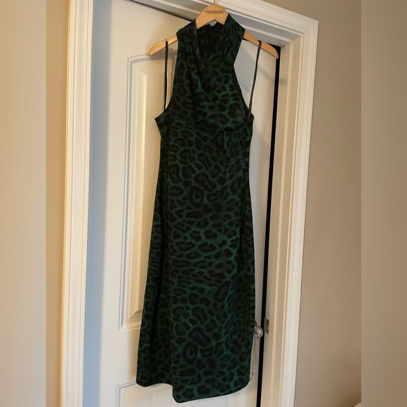 Rachel Roy Midi Dress size L! Fits like a 10/12. Emerald green cheetah print - Picture 4 of 4